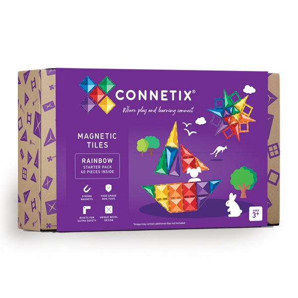 Connetix Tiles - 60 piece Rainbow Starter Pack