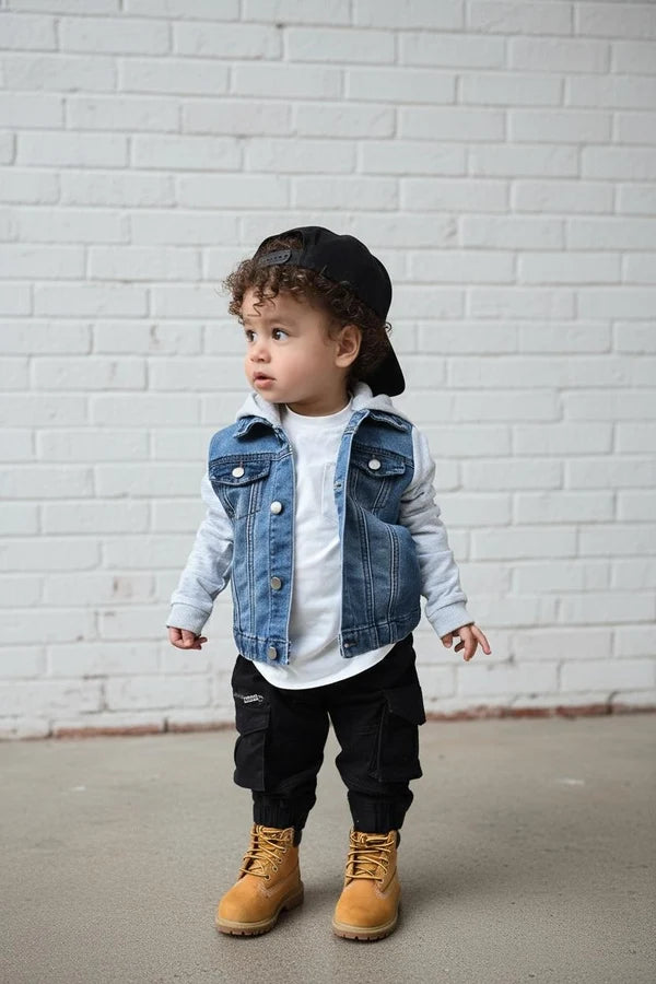 LiL'G & Co. - Stretch Denim Jacket | Light denim & Grey