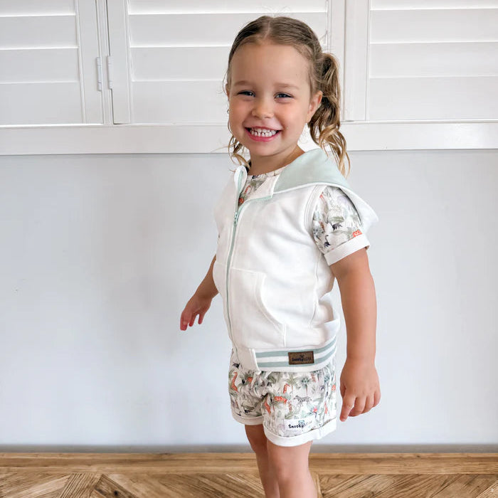 Snooky Bear - Hoodie Vest | White & Mint