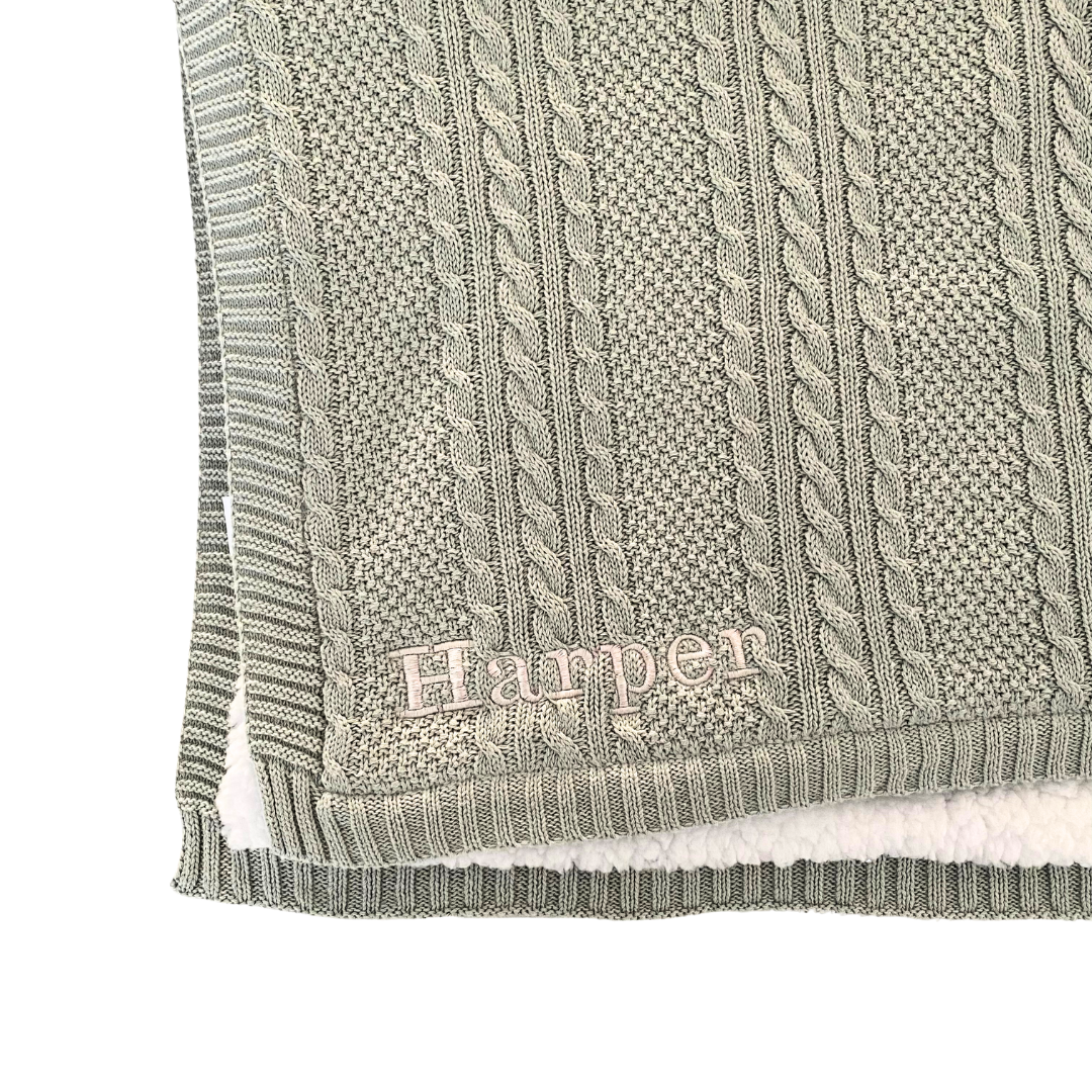 MLW By Design - Embroidered Cable Knit Blanket | 4 Colours