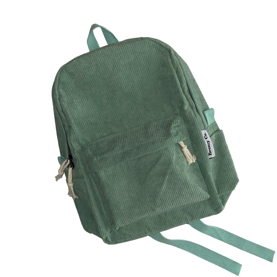 Breezy Co. - Personalised Corduroy Backpack | Pistachio (PRE ORDER 28/12)