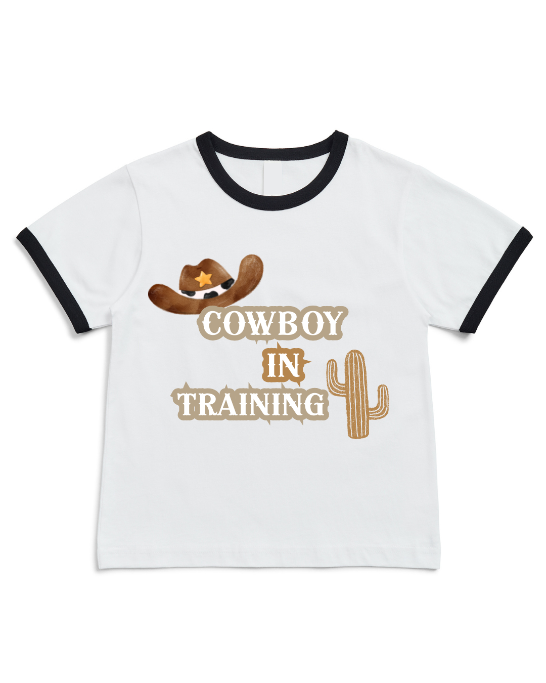 MLW By Design - Cowboy in Training Black/White Ringer Tee