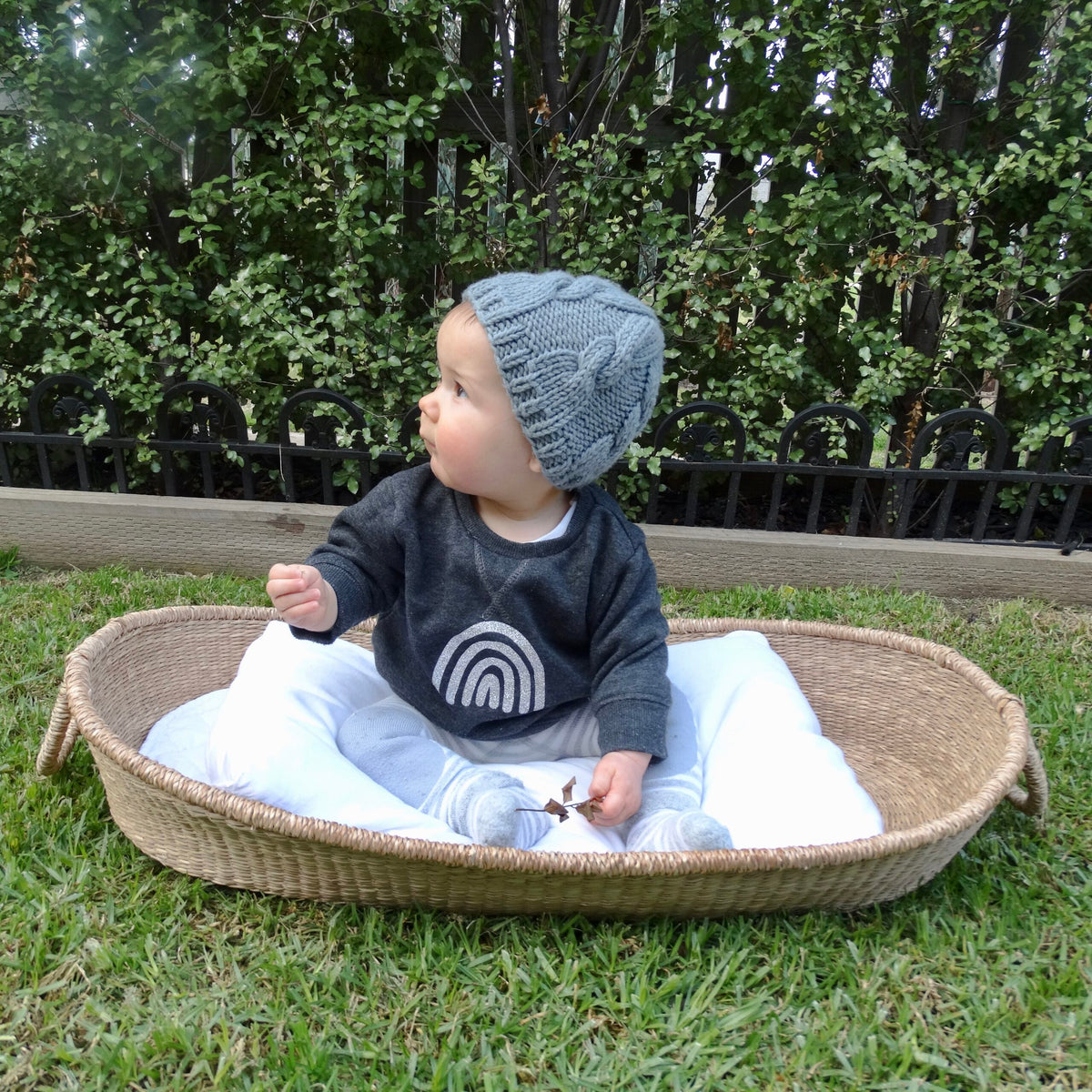 Tinker Tot Baby - Handmade Crochet Beanie – Classic Grey-Twist Gumnut