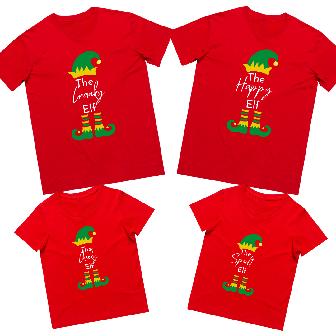 MLW By Design - Matching Personalised Family Elf Name Tee | Various Colours