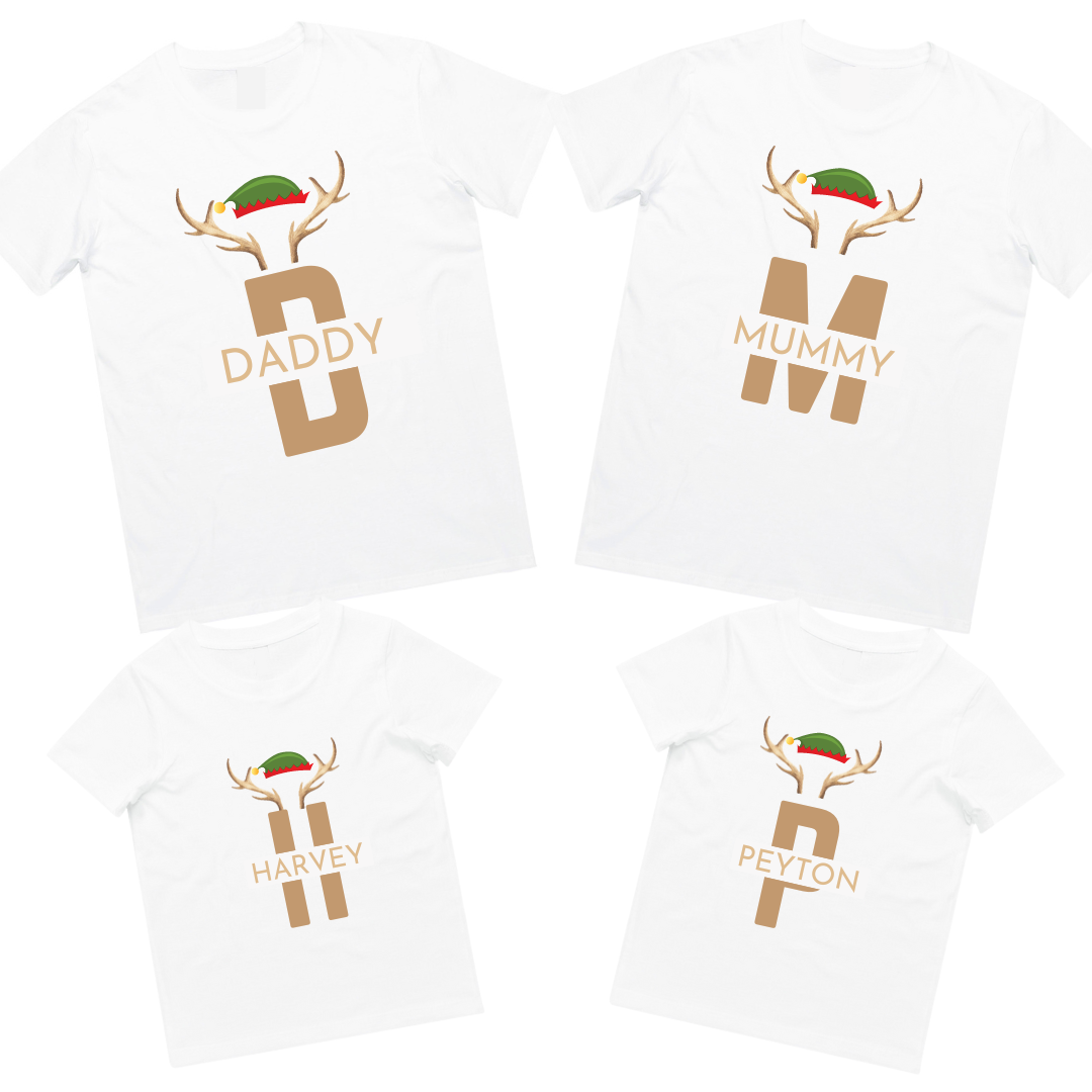 MLW By Design - Matching Personalised Family Christmas Name Tees | Various Colours