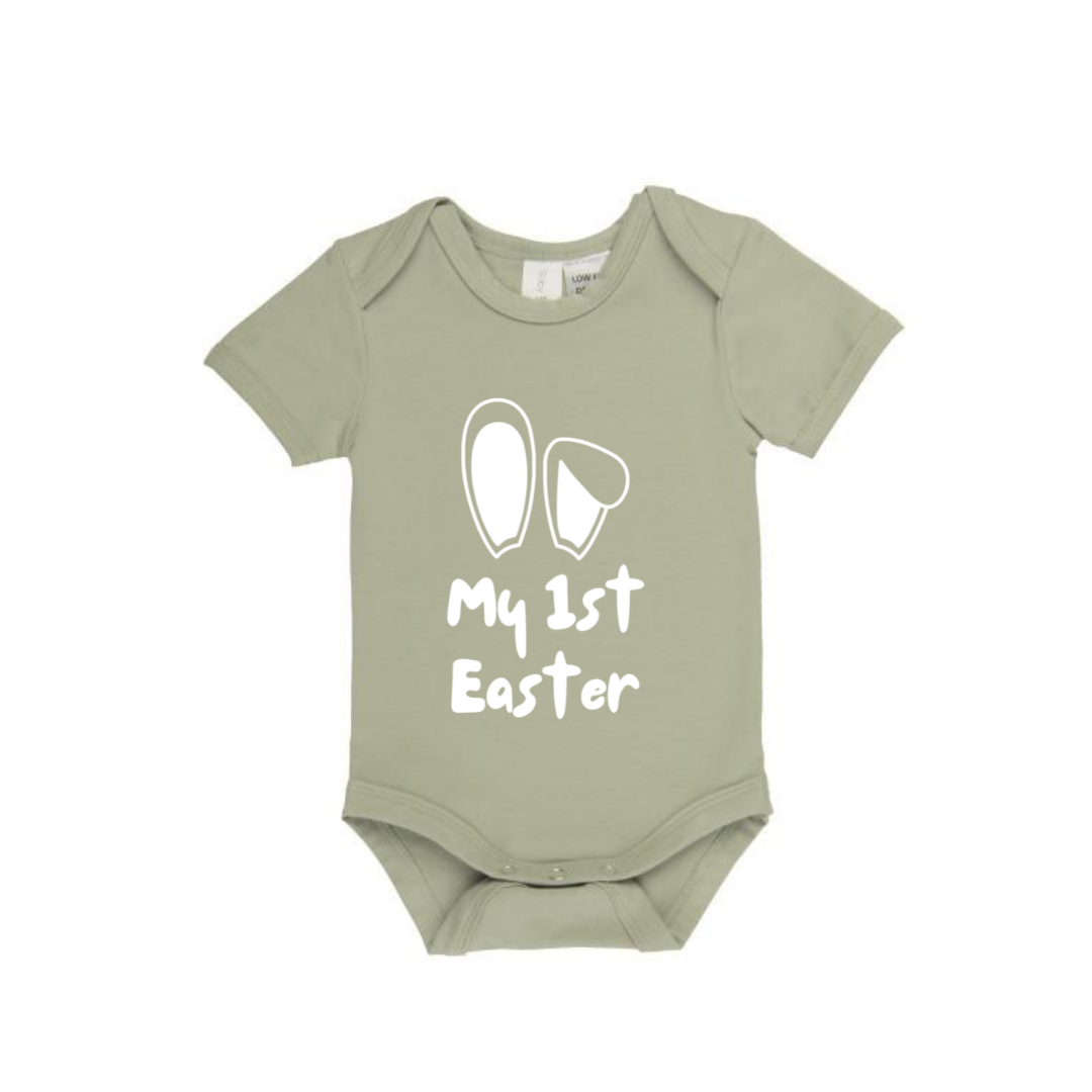 MLW By Design - My 1st Easter Bunny Ears Bodysuit | Sage LONG SLEEVE (CLEARANCE)