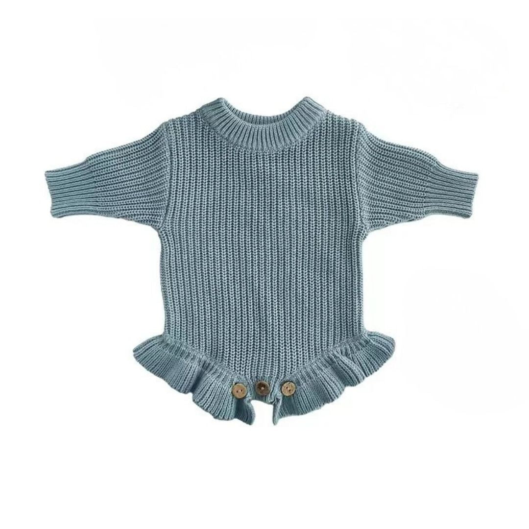Breezy Co. - Personalised Frill Knit Romper | Blue