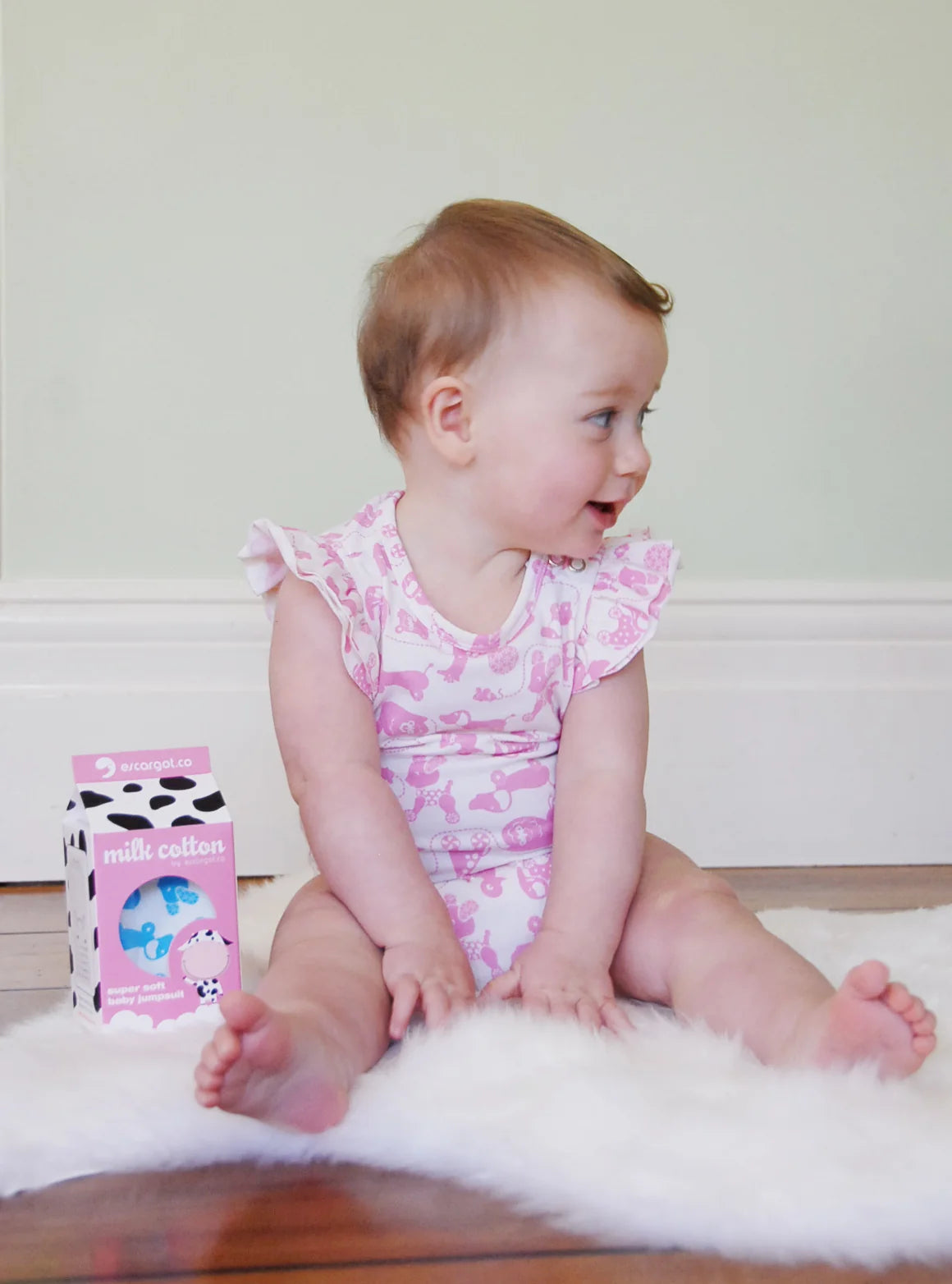 Sparkle Creative - Milk Cotton Frill Sleeve Jumpsuit | Pink Vintage Toy