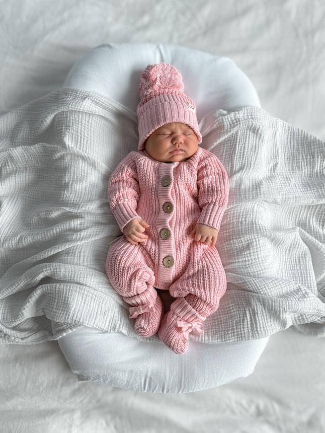 3 Little Crowns - Textured Knit Beanie | Pink