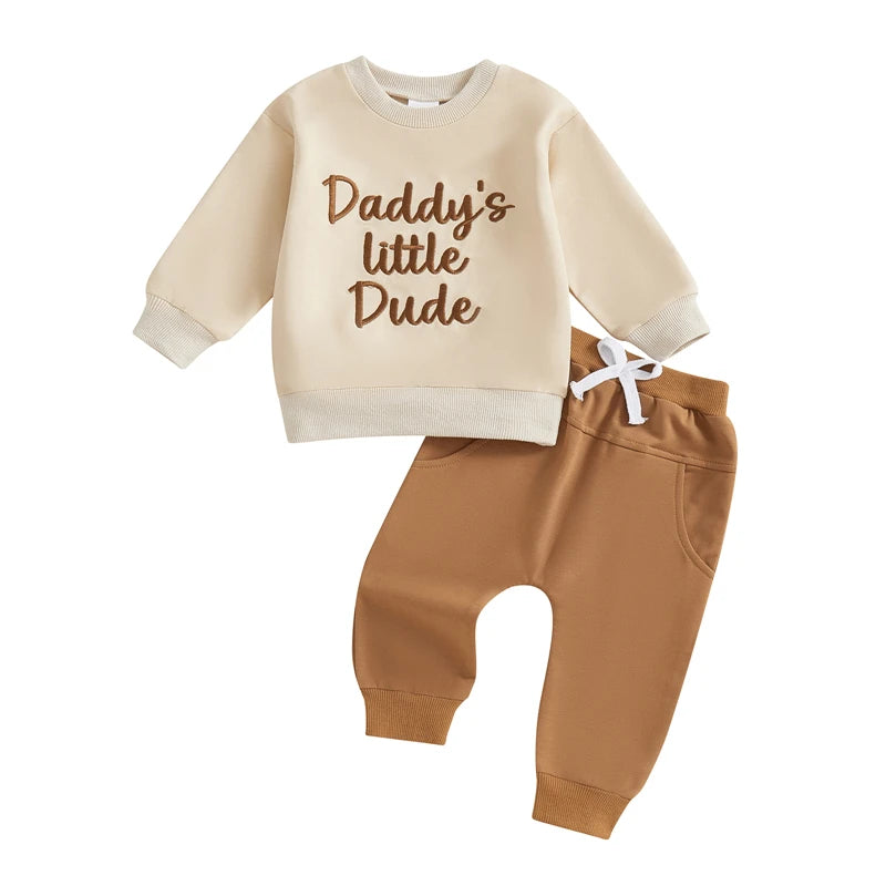 Daddy's Little Dude Tracksuit Set | Brown or Black
