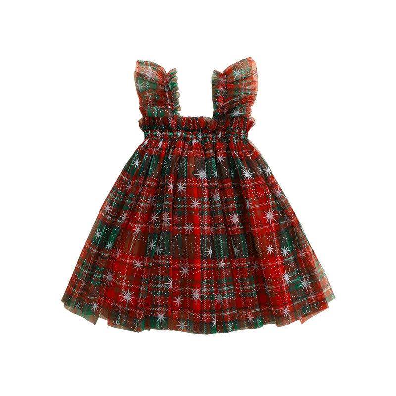 Plaid Burgundy Stars Dress