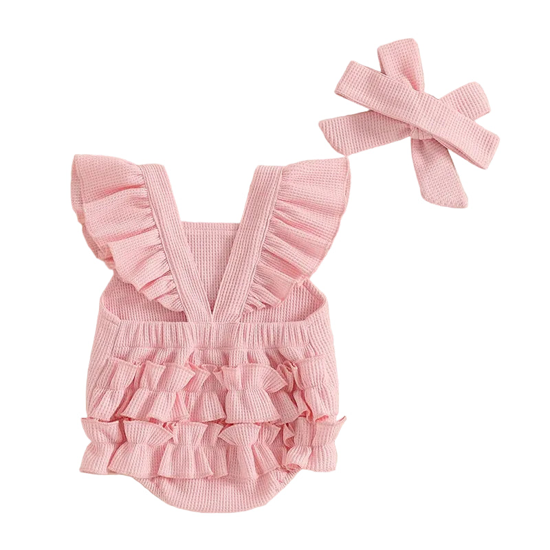 Pink Waffle Easter Bunny Romper
