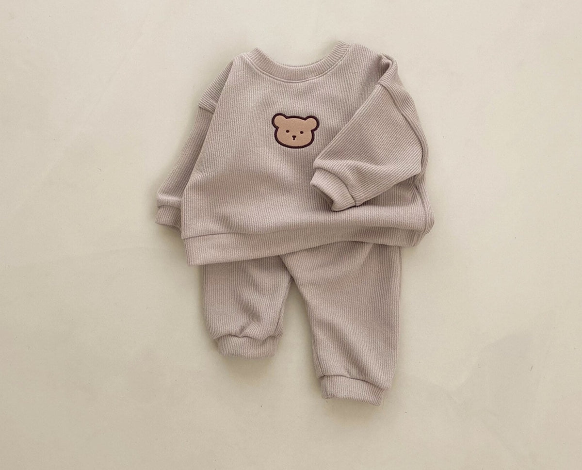 Bear Ribbed Trackie Set | 3 Colours