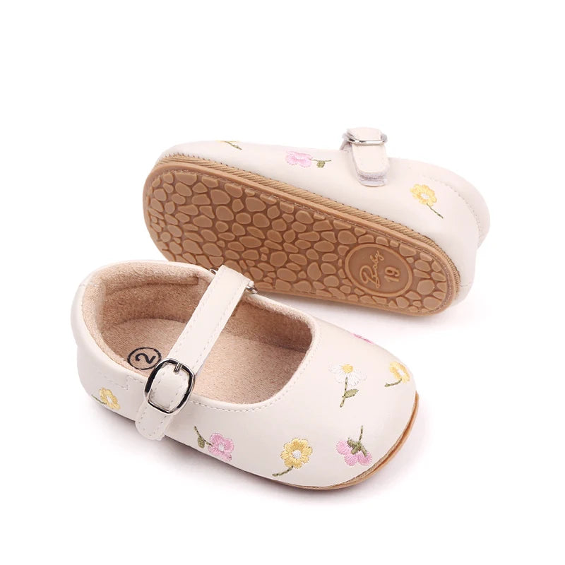 Floral Mary Jane Shoes | Cream