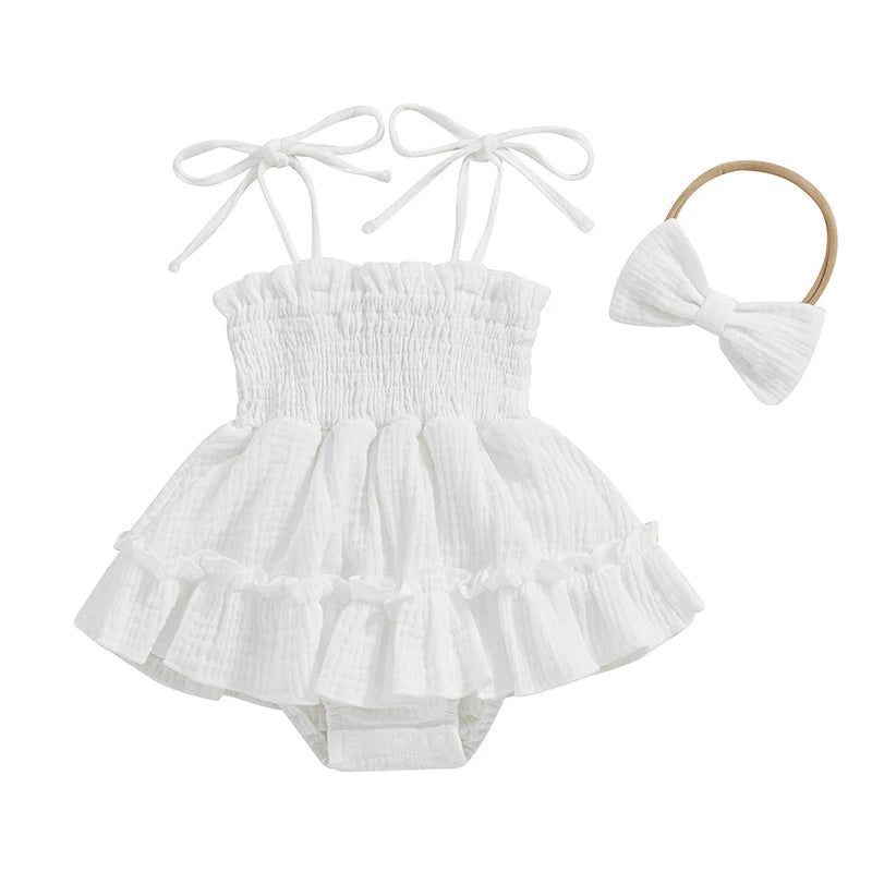 Alessia Romper & Matching Headband | White