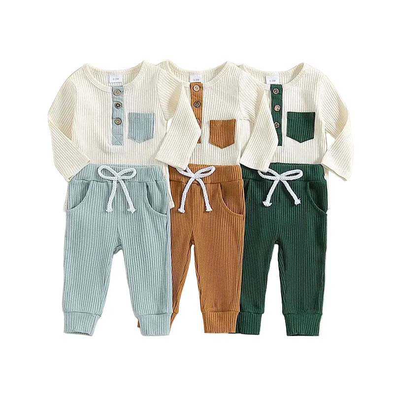 Wesley Ribbed Set | Blue