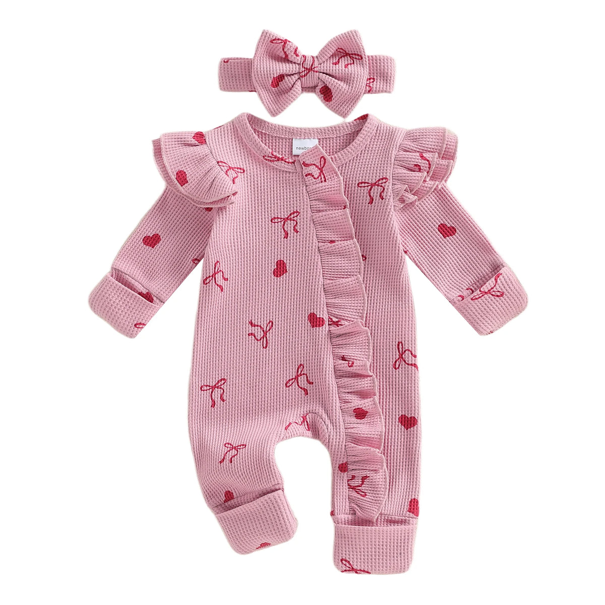 Valentines Bow Ruffle Romper