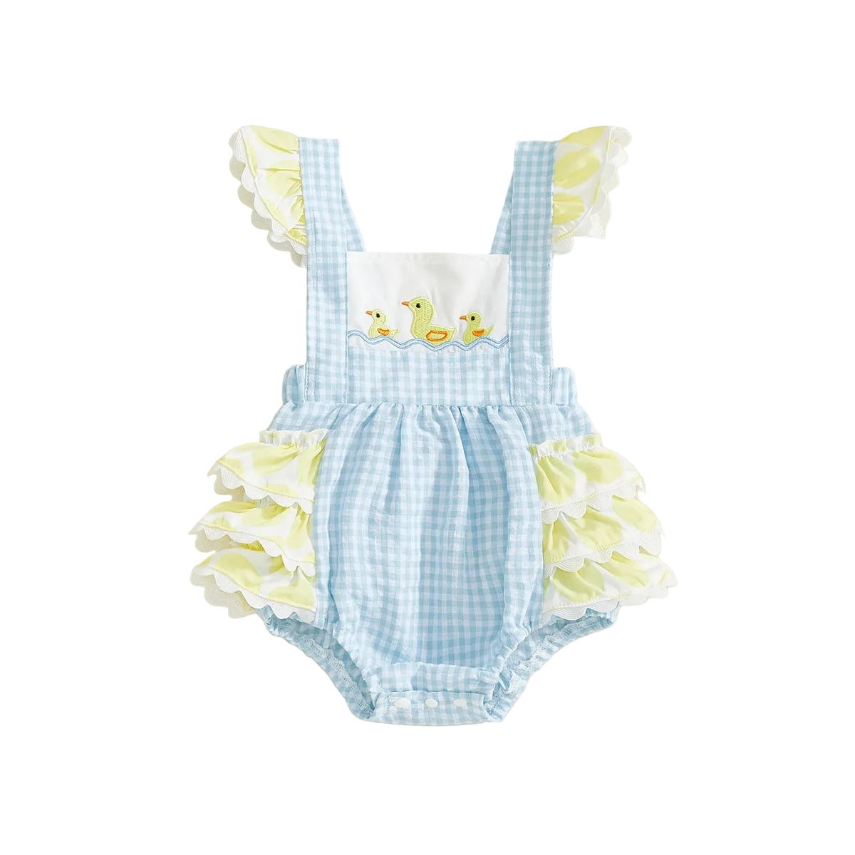 Gingham Ruffle Duckling Romper