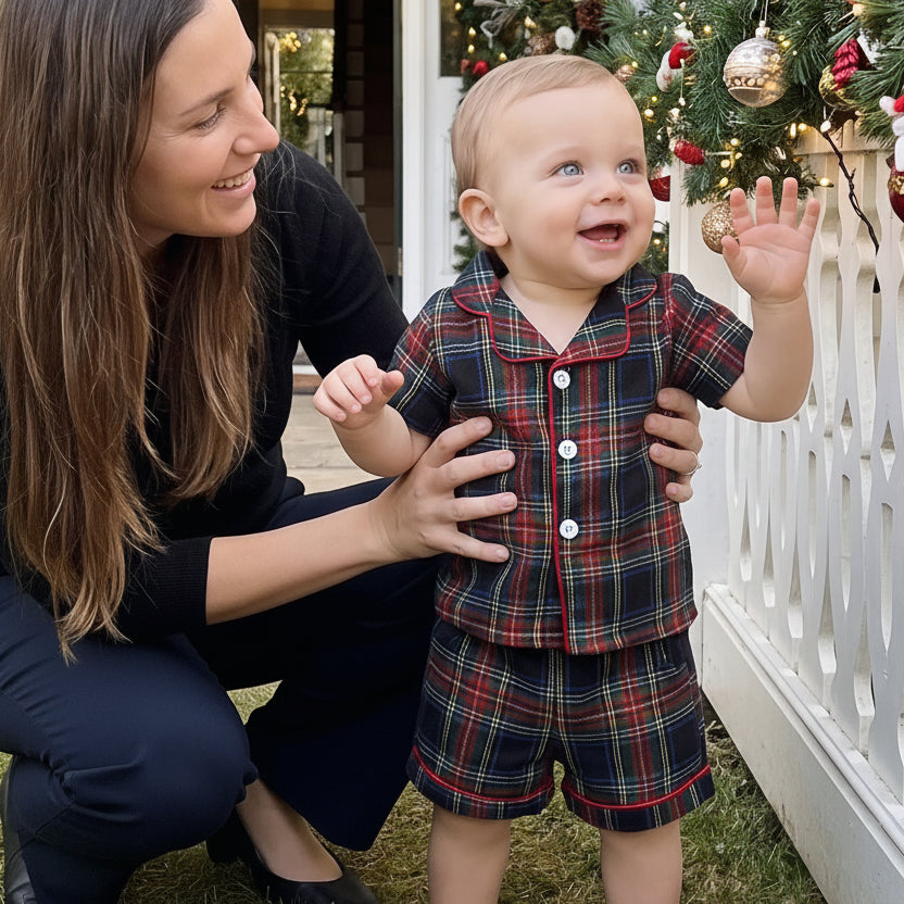 Finlay Plaid Christmas Pajama Set | Blue