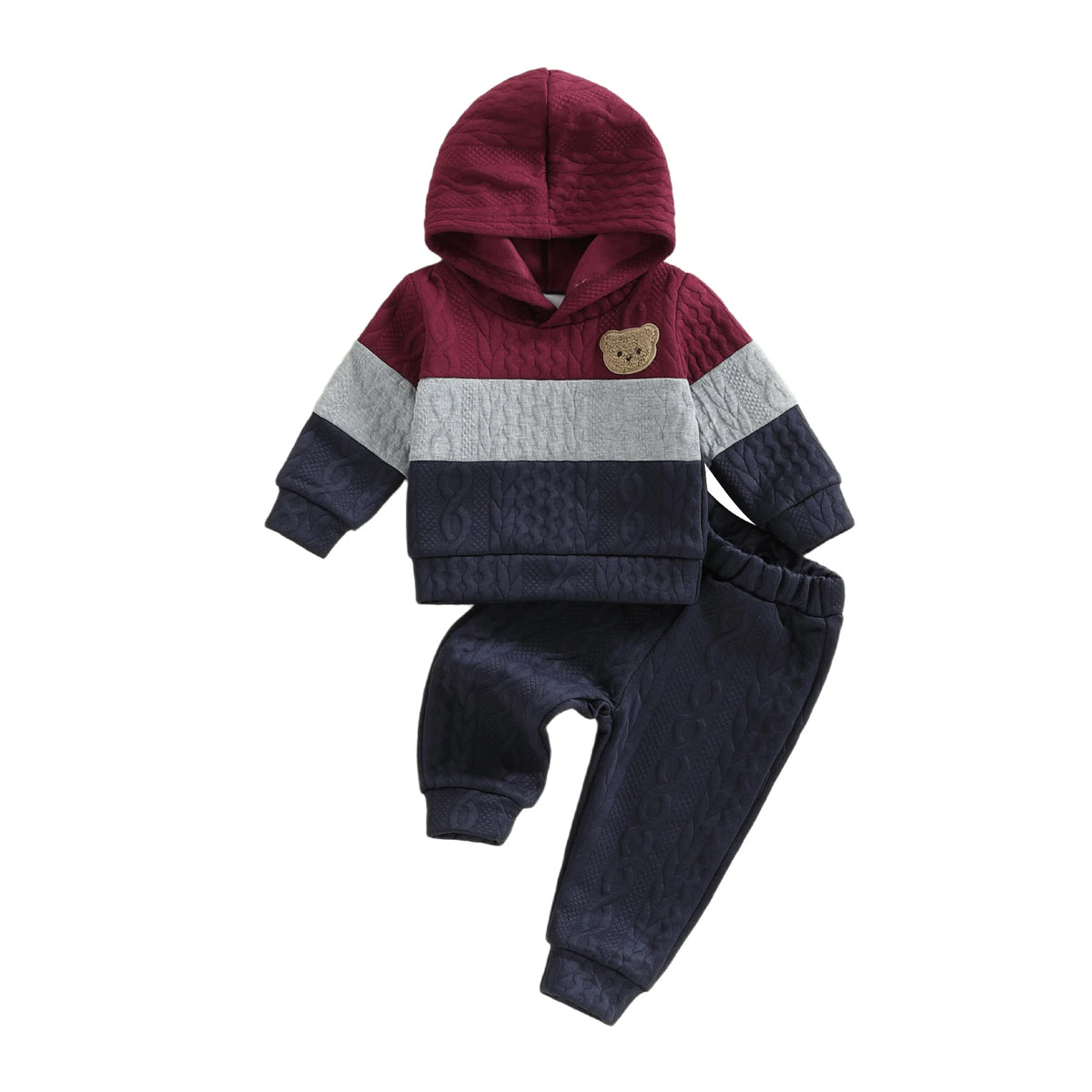 Teddy Stripe Hoodie Set