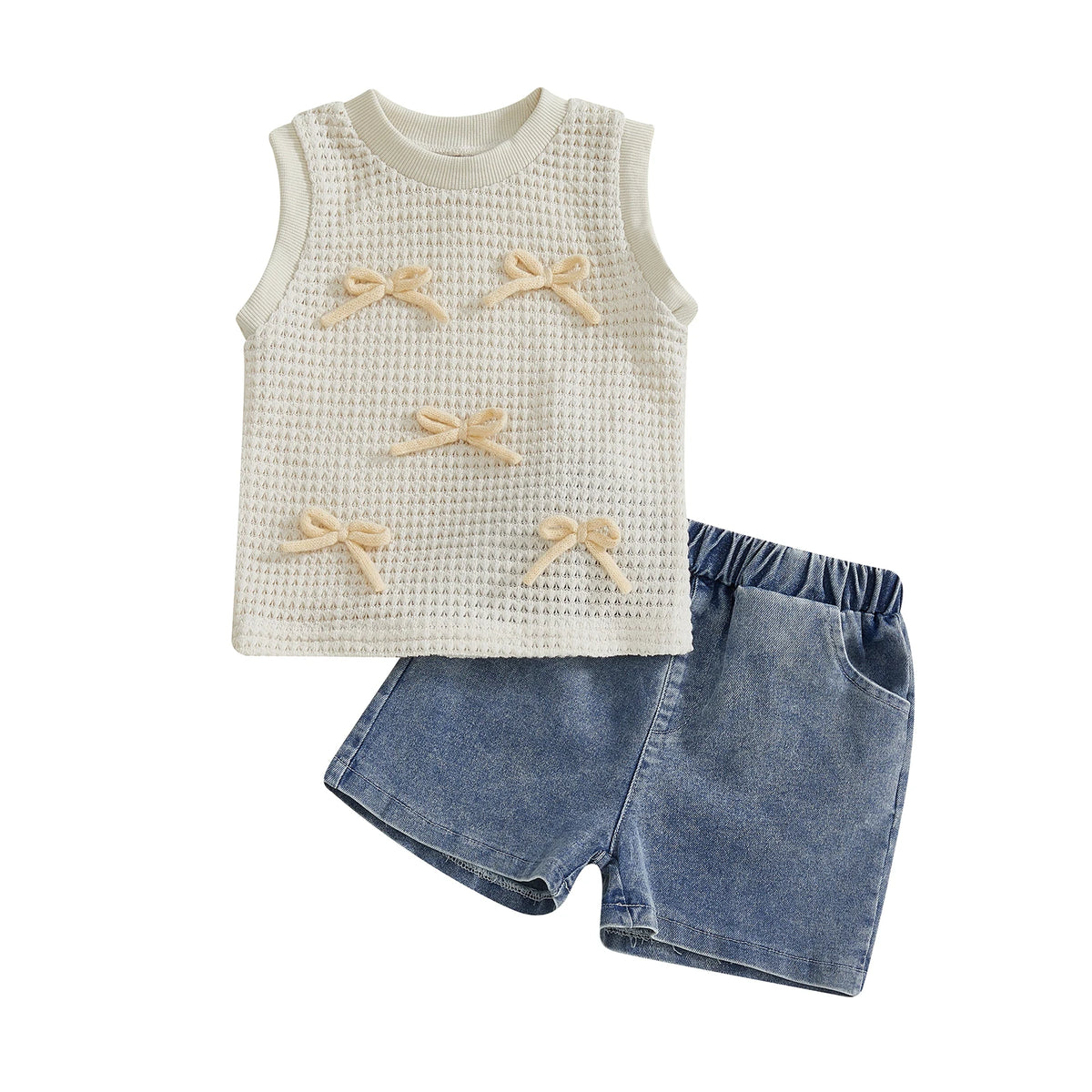 Bow Tank & Shorts Set | Beige