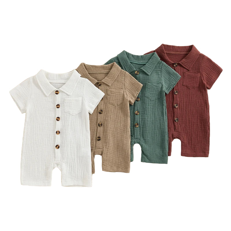 Oliver Muslin Summer Romper | Rust