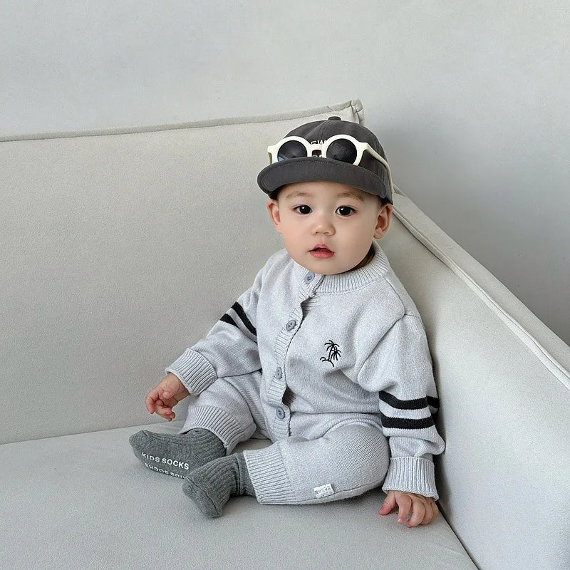 Knitted Palm Romper | Light Grey