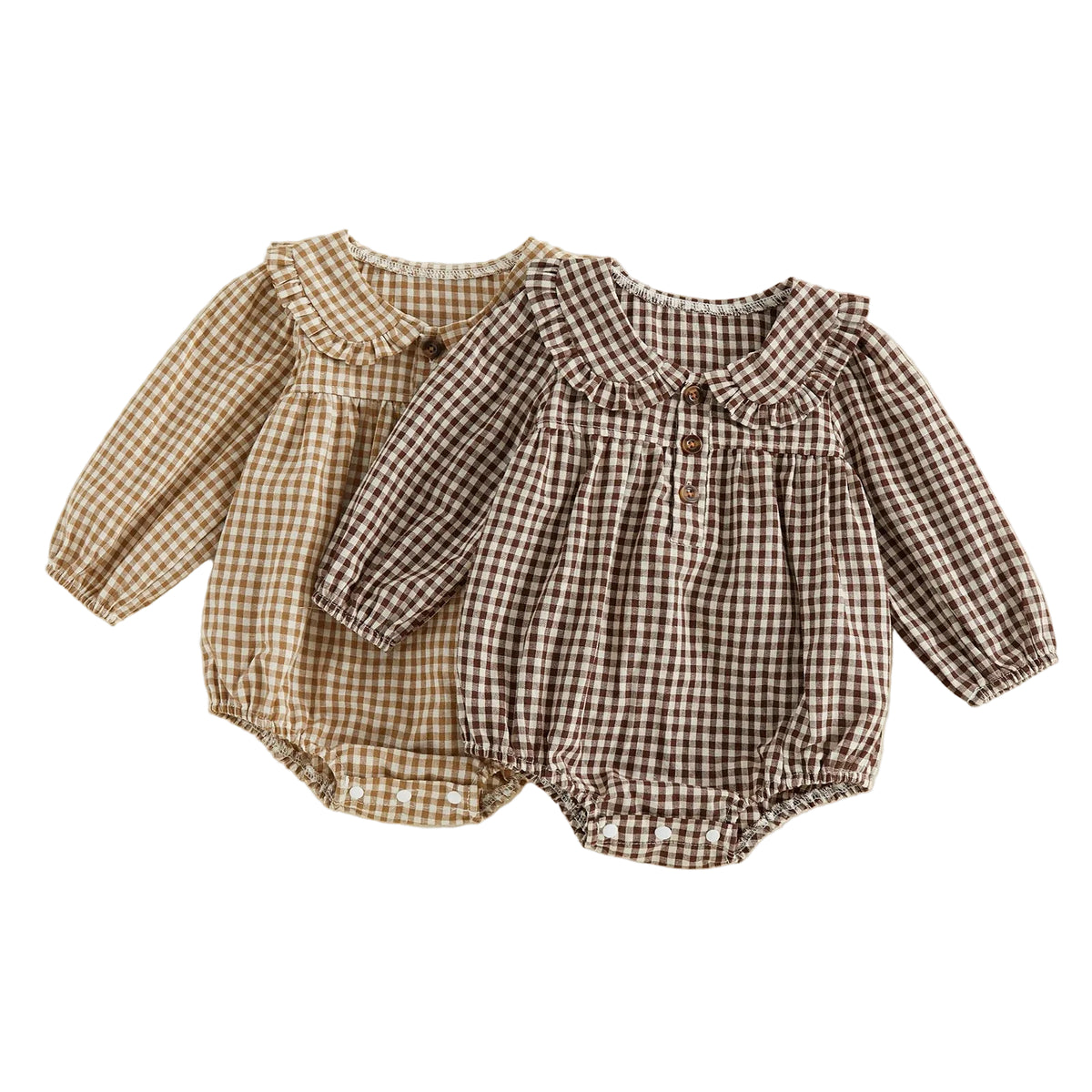 Lottie Gingham Romper | Coffee