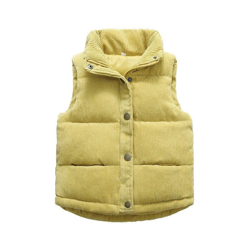 Corduroy Puffer Vest | Yellow