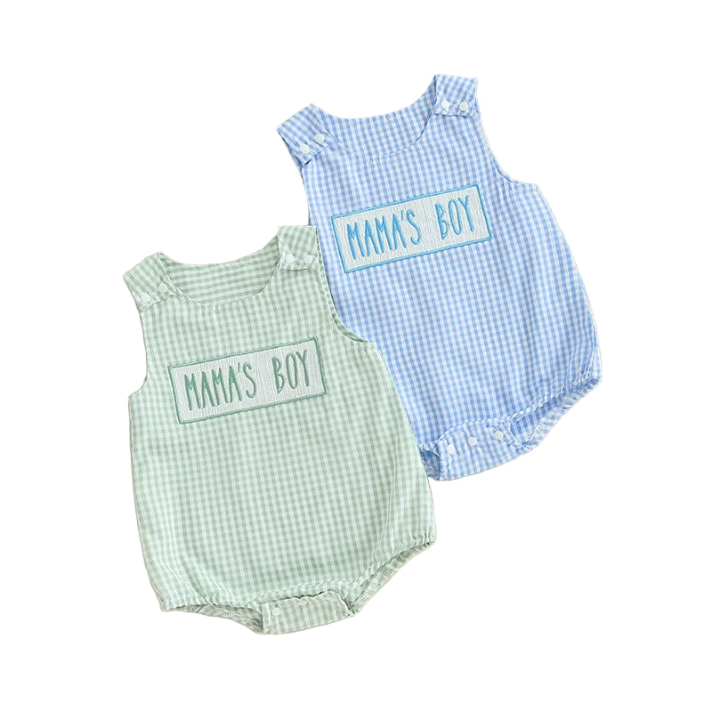 Mama's Boy Check Romper | Mint