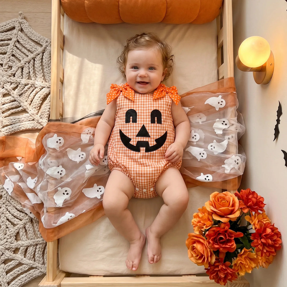 Gingham Pumpkin Romper
