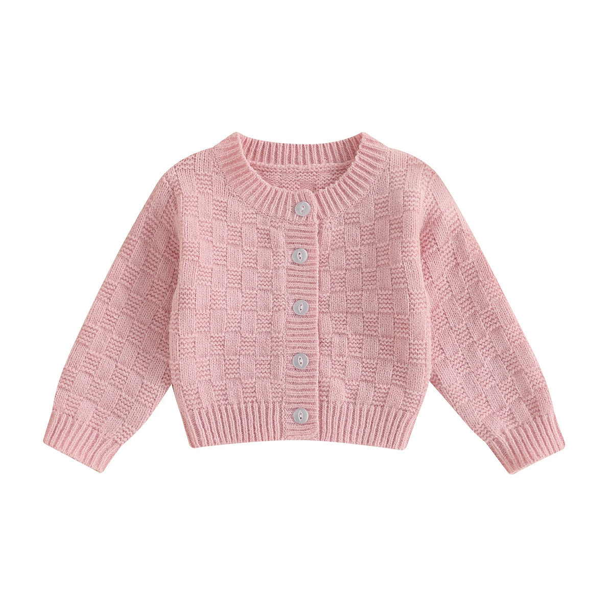 Basketweave Knit Cardigan | Pink