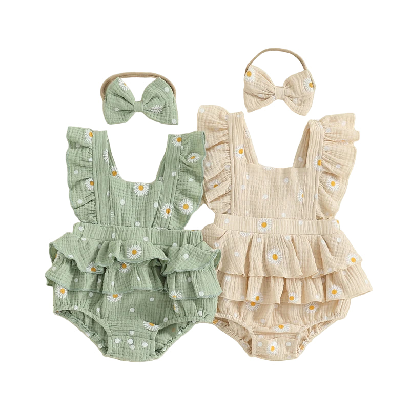 Betty Ruffled Floral Romper | Sage
