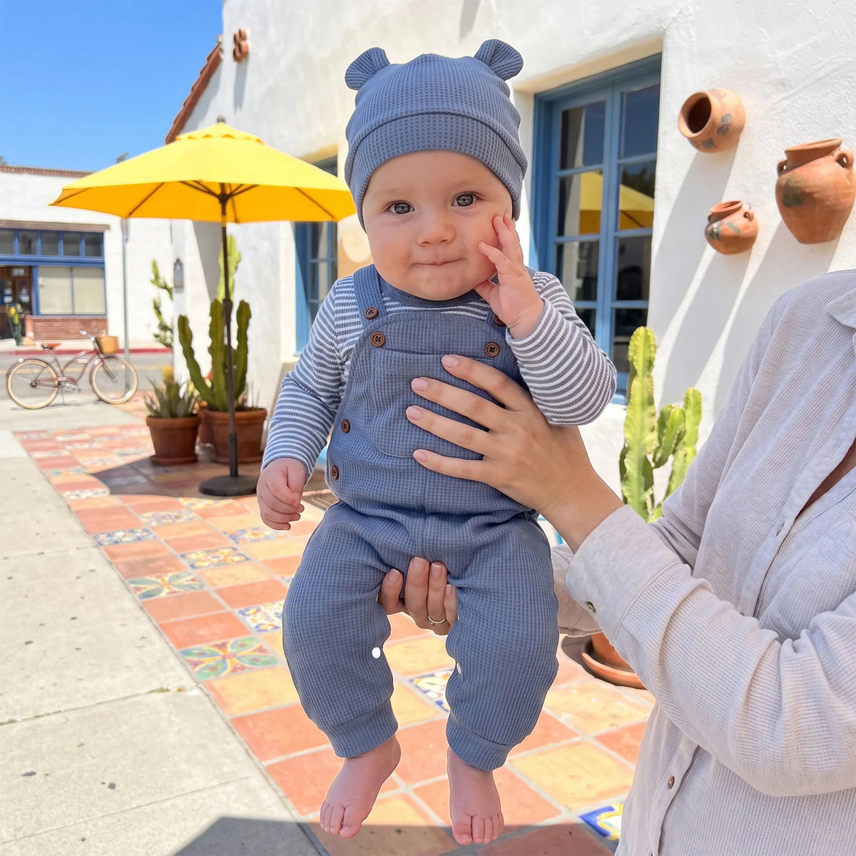 Little Bear Romper & Beanie | Blue