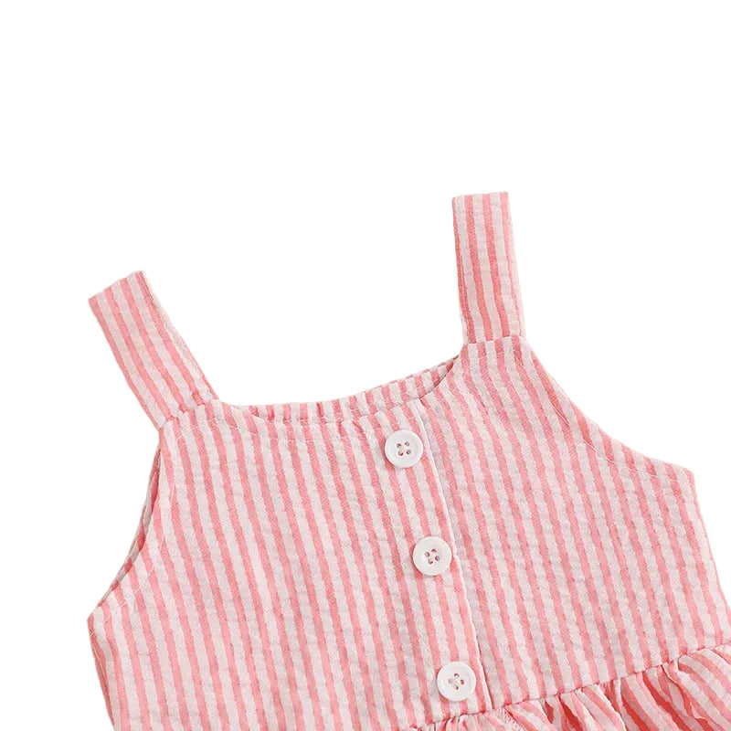 Peplum Summer Stripe Set & Hat | Pink