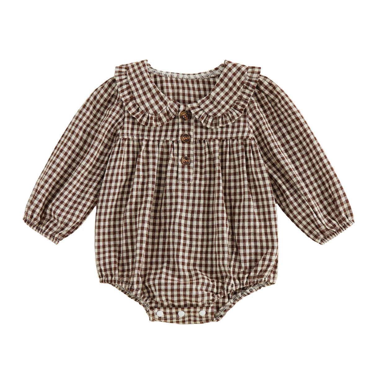 Lottie Gingham Romper | Cocoa