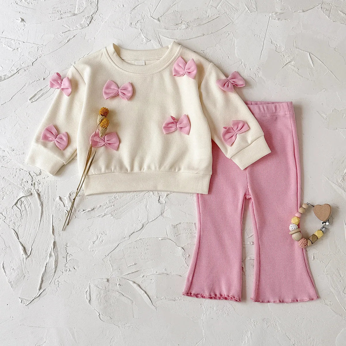 Pink Bows Jumper & Matching Flares Set