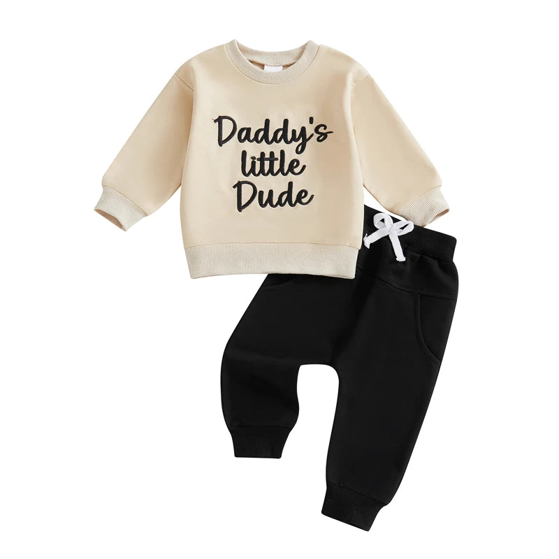Daddy's Little Dude Tracksuit Set | Brown or Black