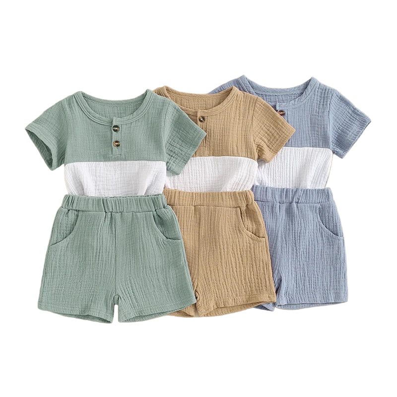 Two Tone Muslin Summer Set | Tan