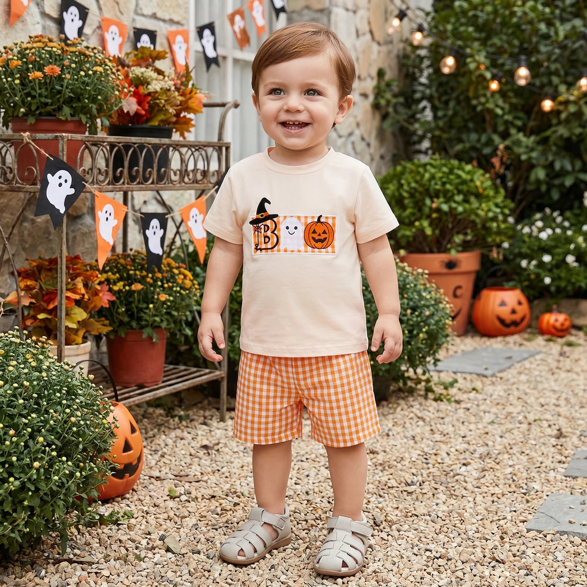 Boo Halloween Shorts Set