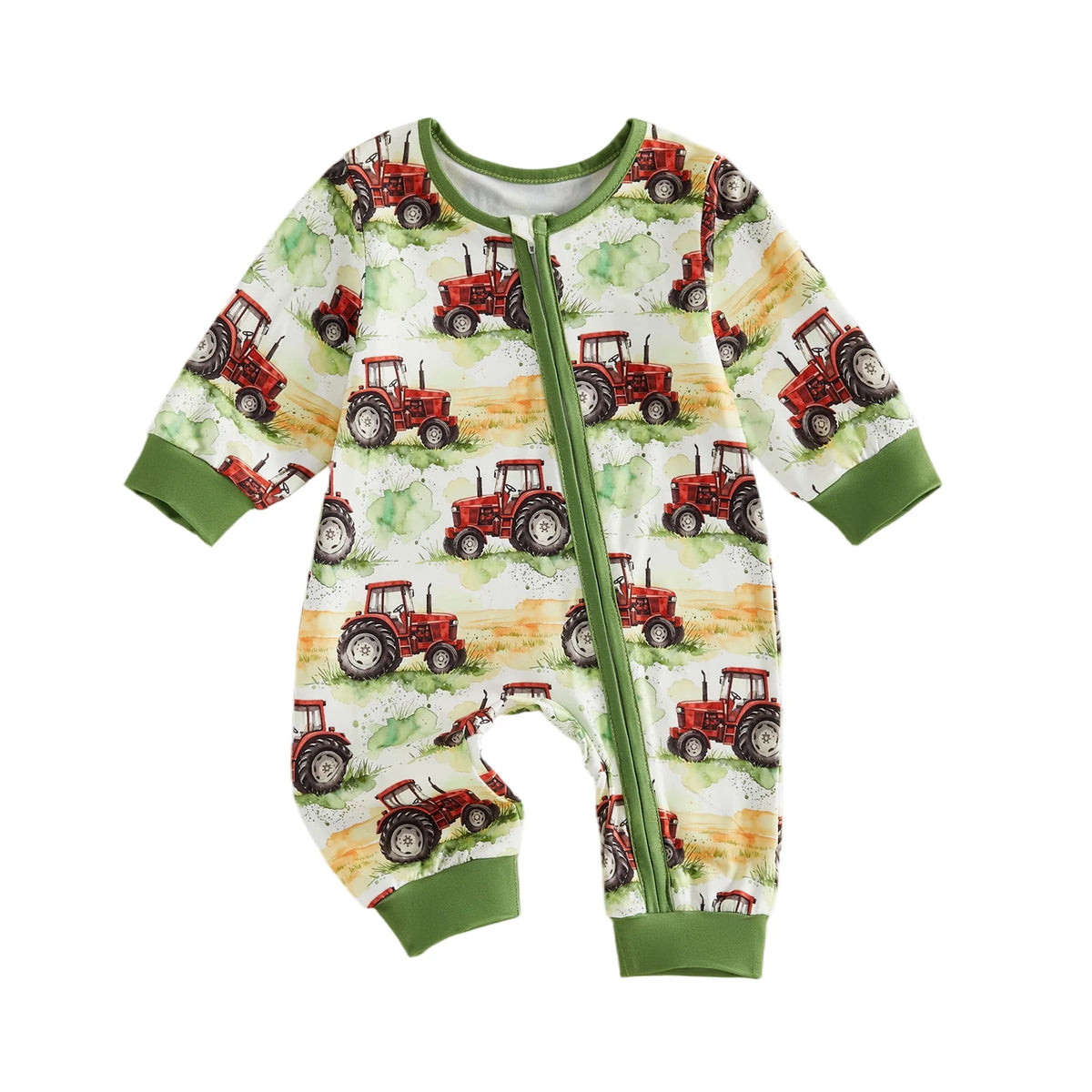 Little Red Tractor Zip Romper
