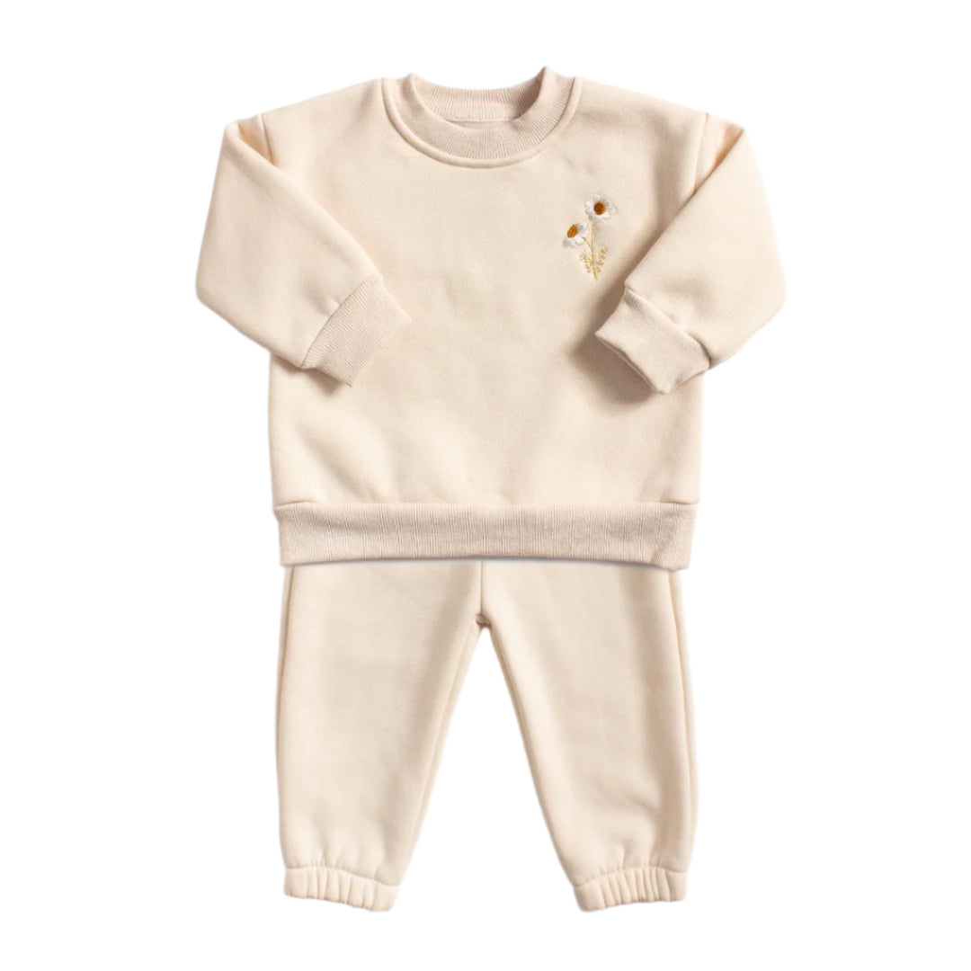 Embroidered Flower Set | Sand