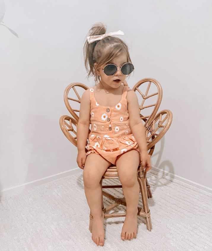 Peplum Daisy Set | Peach