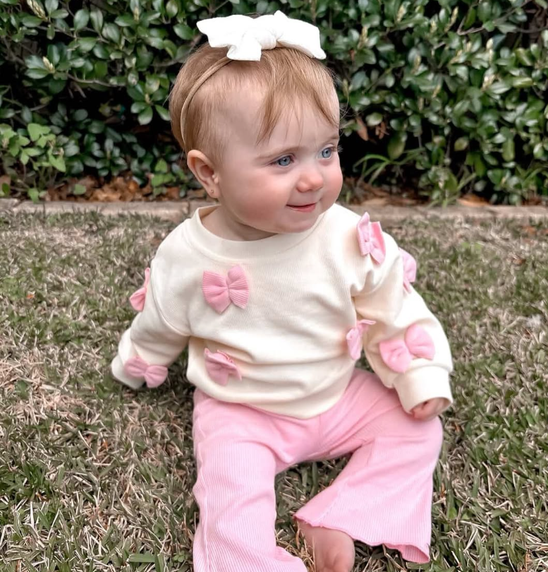Pink Bows Jumper & Matching Flares Set