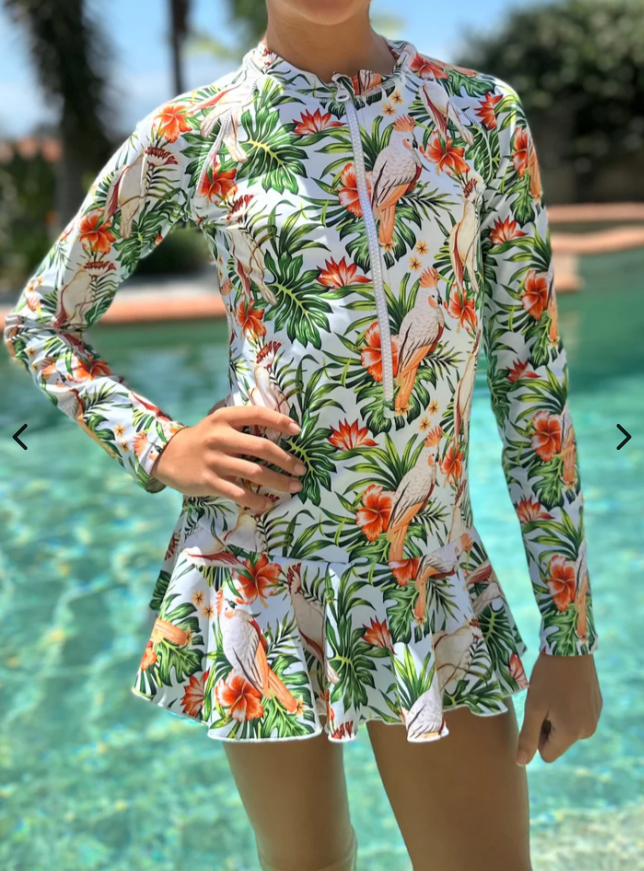 ZipMAE Swimwear - Girls Long Sleeve Swim Suit | Wild Wings