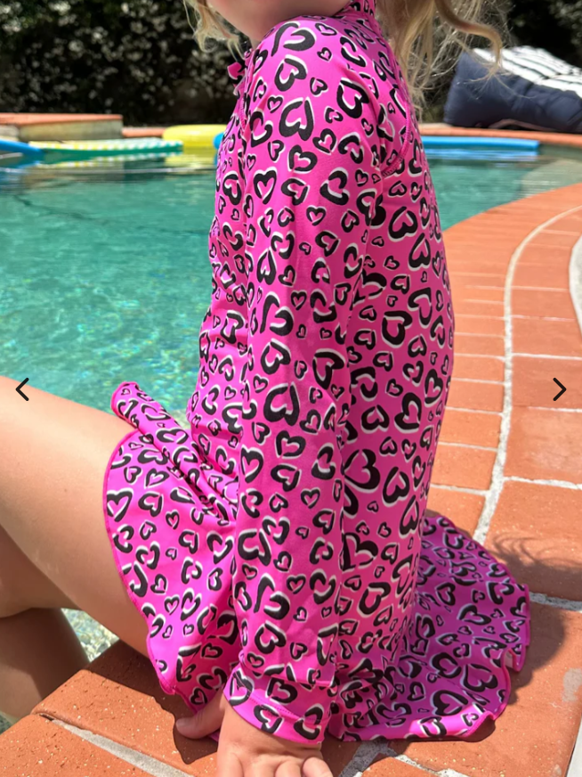 ZipMAE Swimwear - Girls Long Sleeve Swim Suit | Love Splash