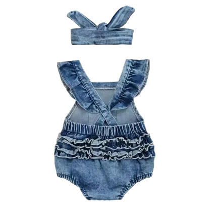 Rainbow Denim Romper