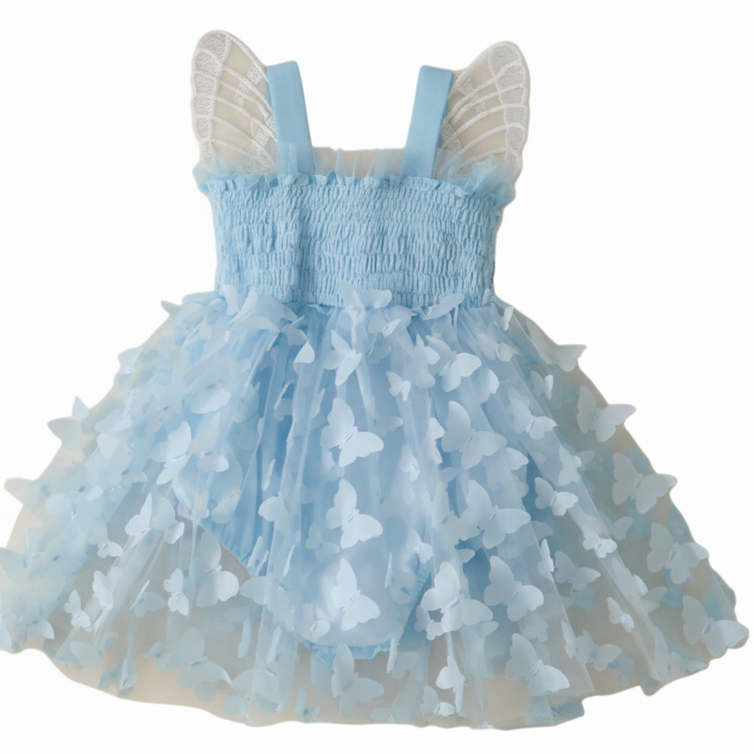Butterfly Party Romper Dress | Ice Blue