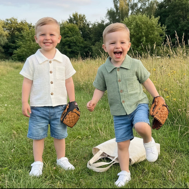 Johnny Button Up Shirt 2 pack | Sage & Cream