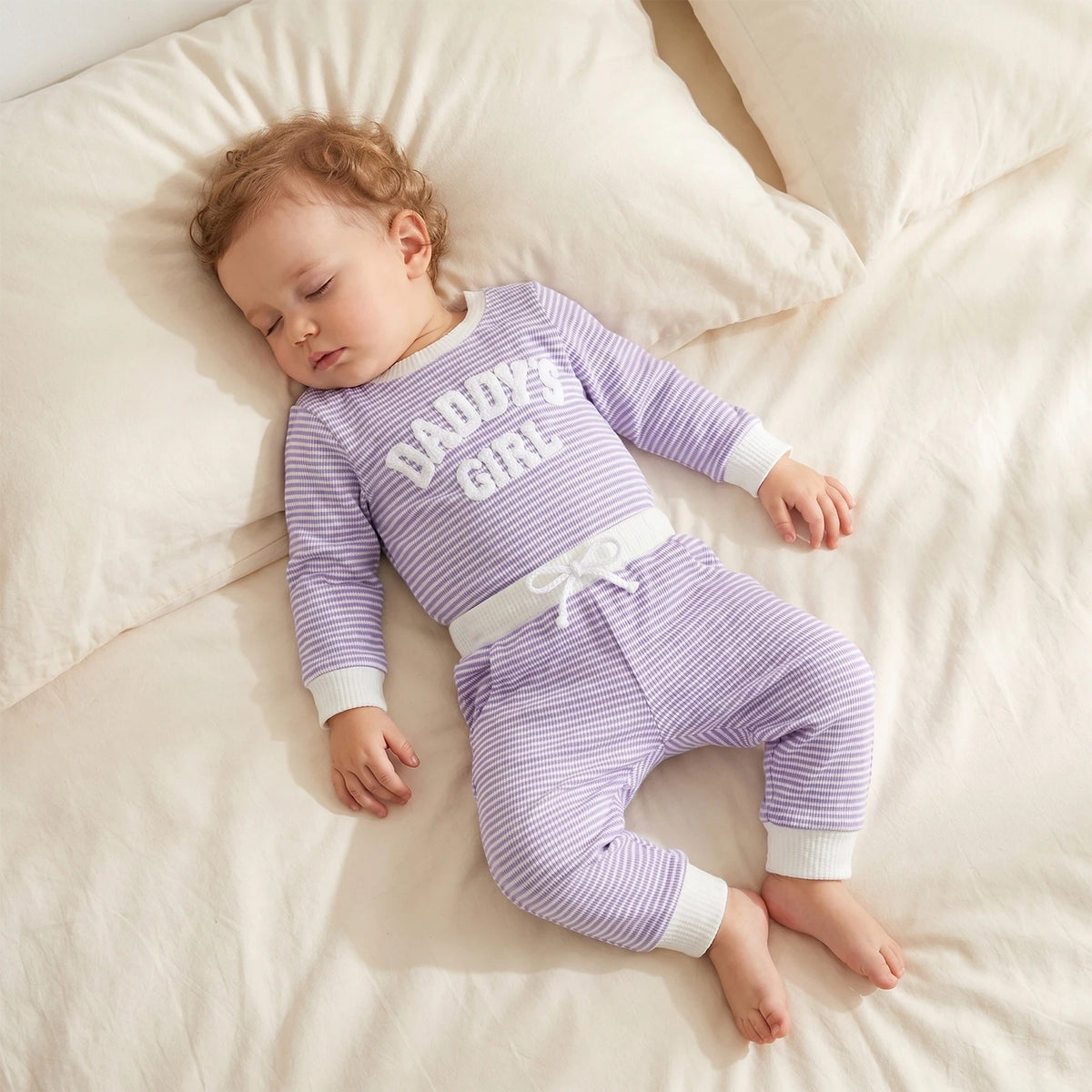 Daddy's Girl Stripey Set | Lilac